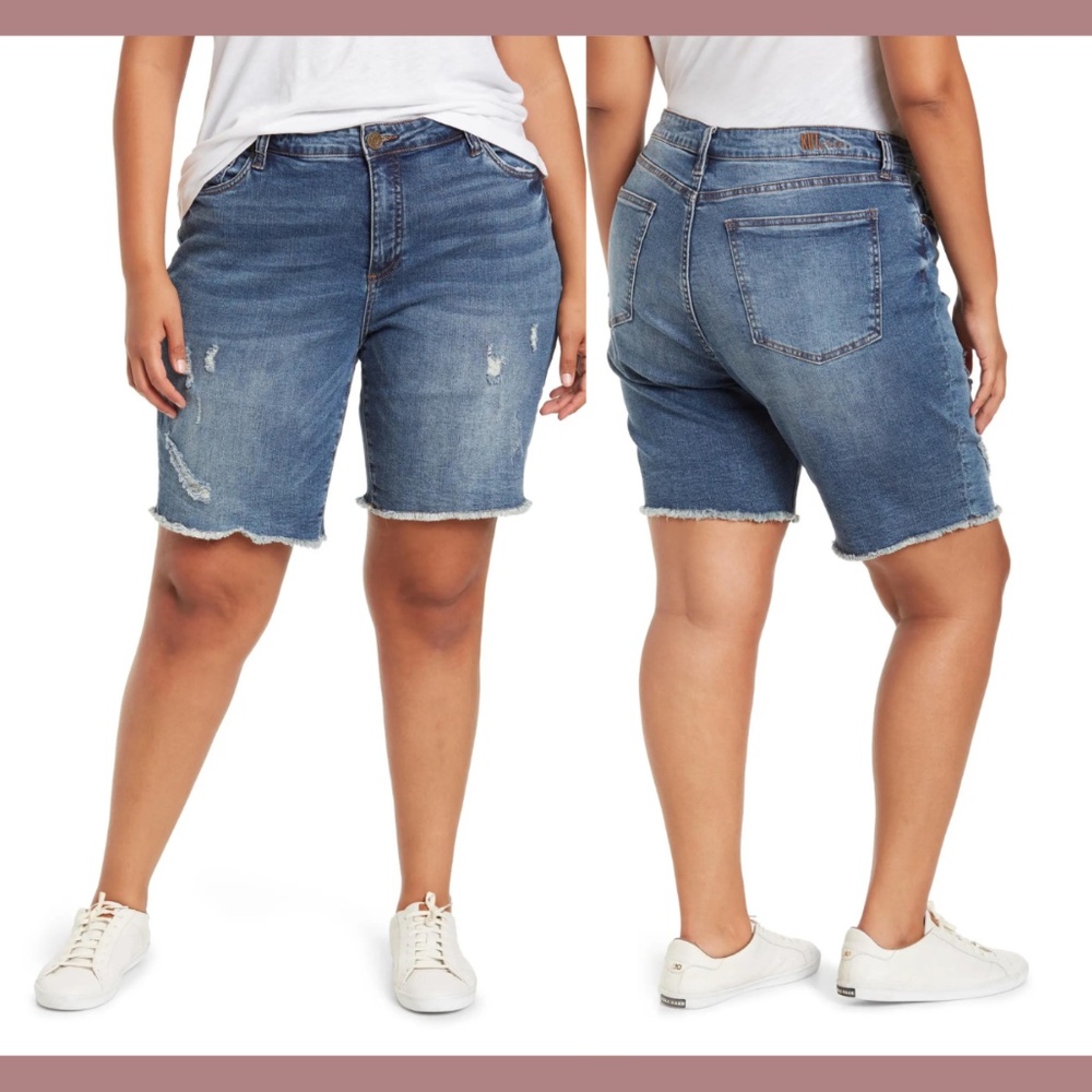 NWT $65 KUT from the Kloth [ 10 ]‎ Barb Bermuda Shorts in Blue denim